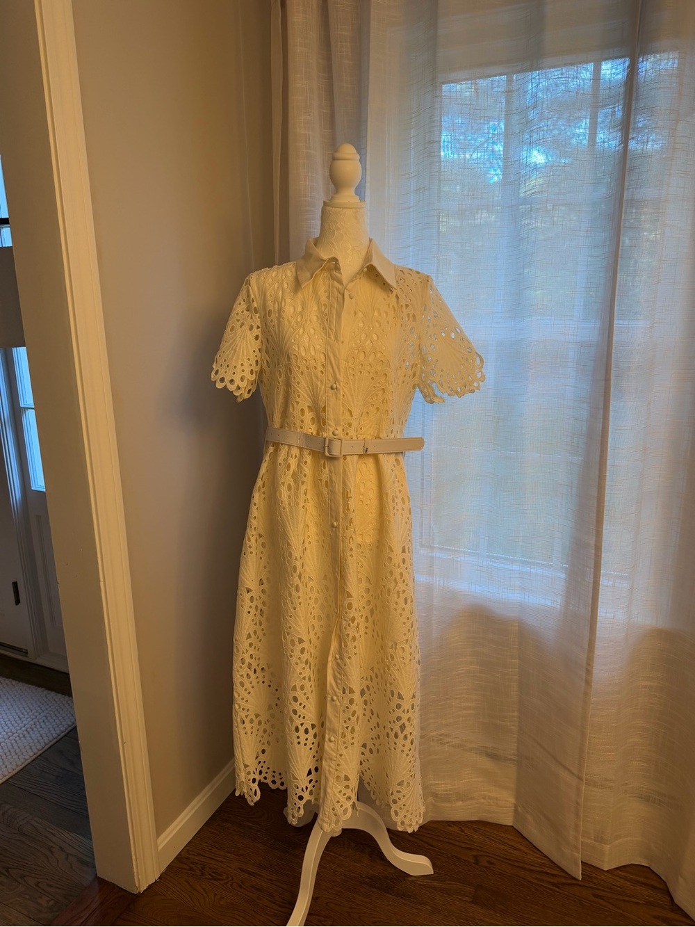 Cream Colored Lace Dress with Slip - NWT Size L
